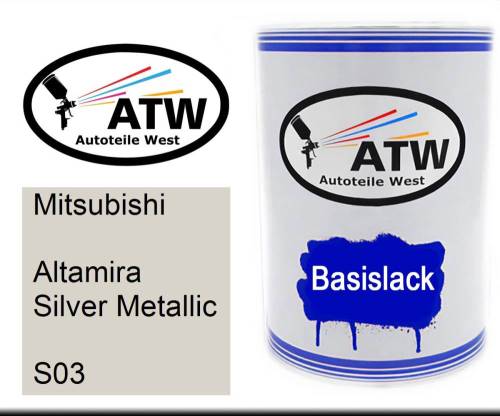 Mitsubishi, Altamira Silver Metallic, S03: 500ml Lackdose, von ATW Autoteile West.